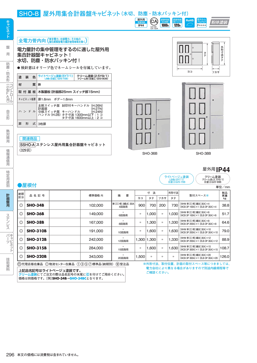 屋外用集合計器盤SHO-310B｜分電盤通販ショップ