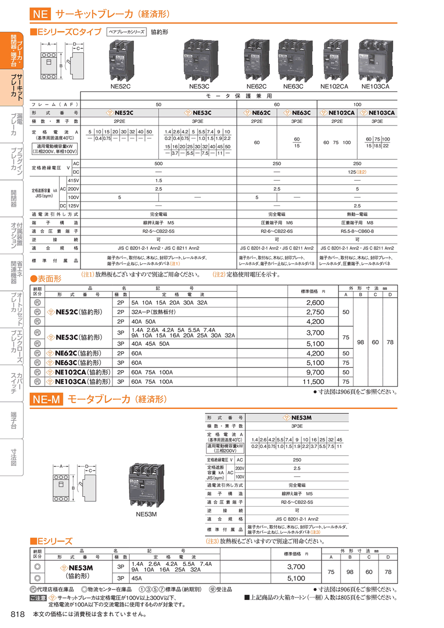 史上最も激安】 日東工業ブレーカー NE53M4.2A 電気 電材 分電盤 三相 ポンプ