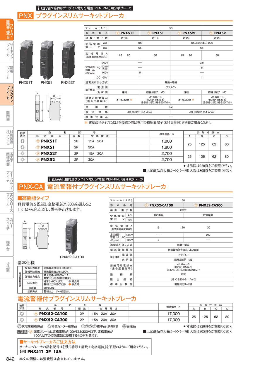 サーキットブレーカーPNX52 2P 30A｜分電盤通販ショップ